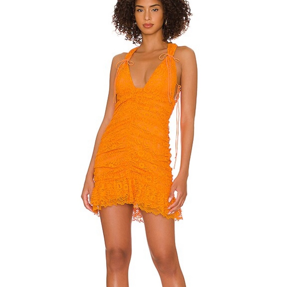 For love and lemons orange mini dress lace